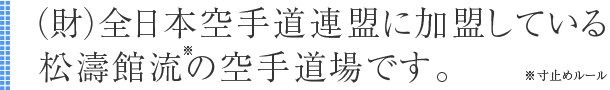 松濤流（寸止めルール）の空手道場です